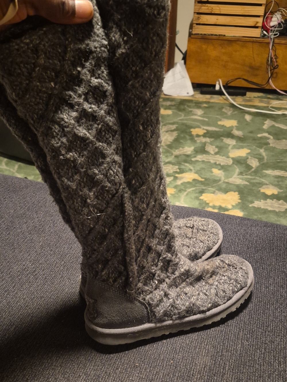 Cozy Women's Gray Knit Tall Boot